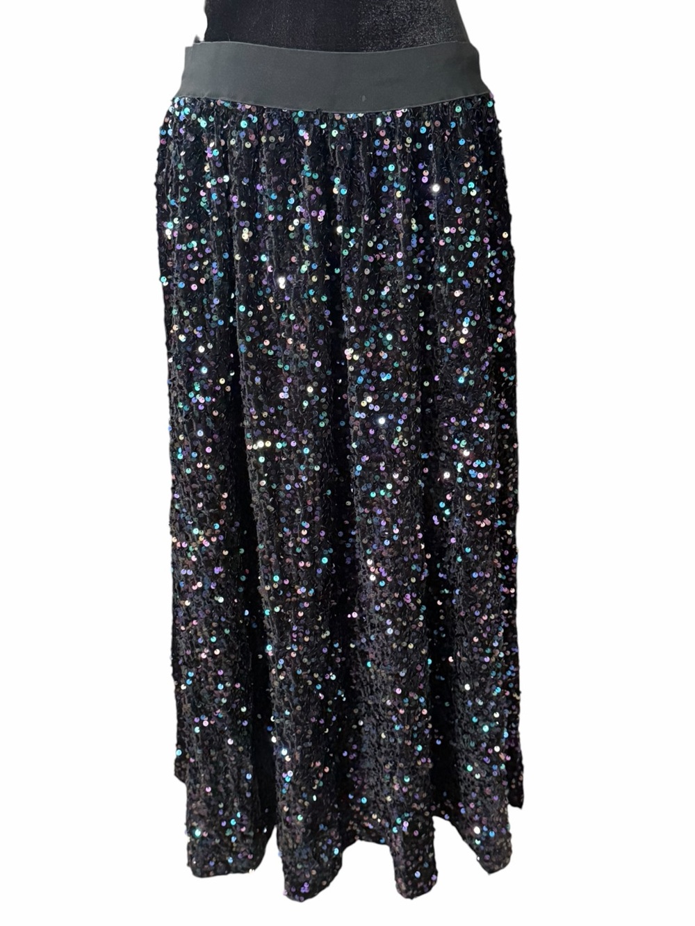 See N Be Seen+ boutique brand black multicolor sequin maxi skirt, size 1X